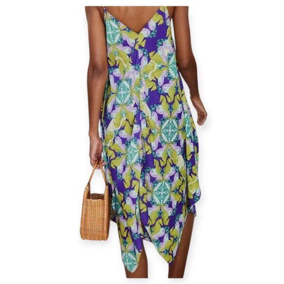 Anthropologie Purple Yellow **Seahorse Print Dress 1X** - Picture 3 of 12